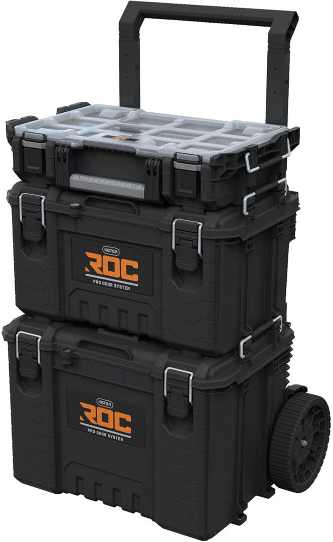 Keter Roc Pro Gear Heavy Duty Mobile Tool Storage Cart Black/grey 256981 Black 78.9cm H X 47.8cm W X 64.8cm D