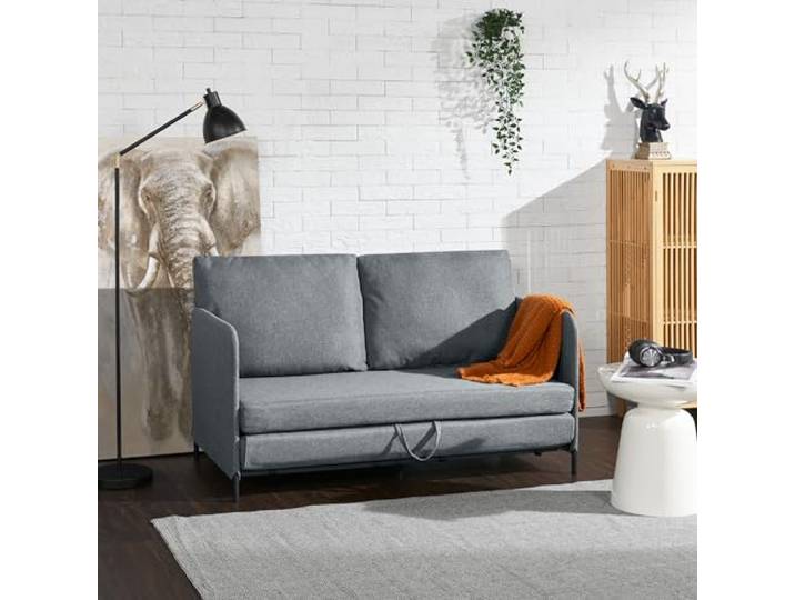 [en.casa] Schlafsofa Soini 2-Sitzer Sofa mit Schlaffunktion gepolstert Schlafcouch mit Bettkasten Bettsofa ausziehbar Dunkelgrau Klappsofa Schaumstoff