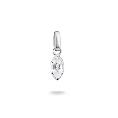 Charm-Einhänger THOMAS SABO "Birthstone/Geburtsstein Charm - Connect", transparent (silberfarben, kristallweiß, kristallweiß), Charms, Damen, April, Silber 925 (recycelt), mit Zirkonia (synth.) oder Glas-Keramik Stein oder Türkis-Imitat