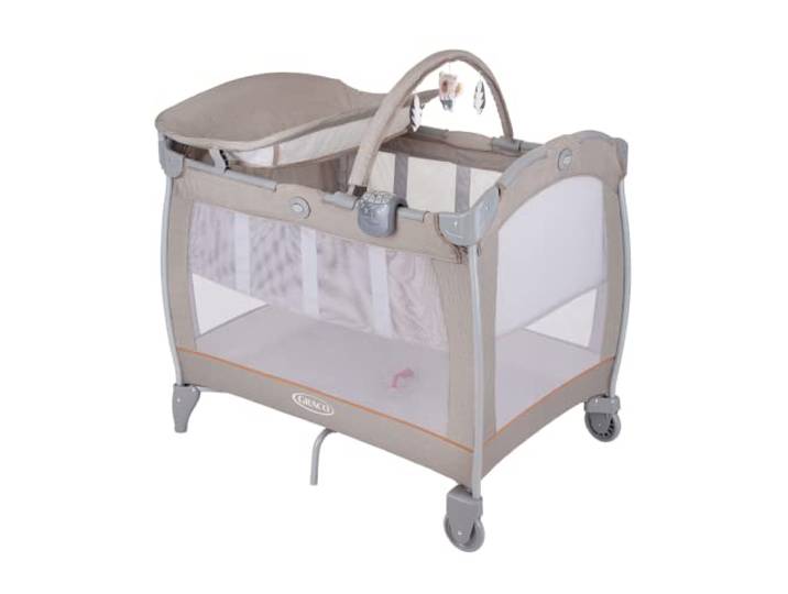Graco Contour Electra Reisebett mit Stubenwagen, leicht mit Musik, Vibration, Nachtlicht, kompakter Faltung und Tragetasche, geeignet ab Geburt bis ca. 3 Jahre, Little Adventures Fashion