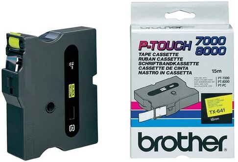 Brother TX-641 fita preto sobre amarelo 24mm
