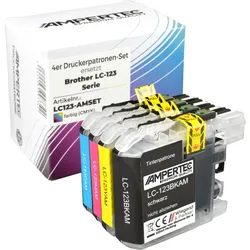 4 Kompatible Tinten ersetzt Brother LC-123 Multipack KCMY
