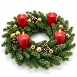 Relaxdays Künstlicher Adventskranz Spritzguss Dunkelgrün