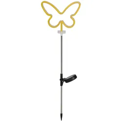MARELIDA LED Solar Gartenstecker Schmetterling gelb Gartenstab Beetstecker H: 66cm