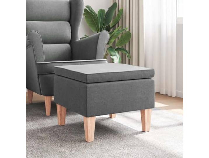 smnyxs Hocker dunkelgrau Stoff mit Holzfüßen für Wohnzimmer Gepolsterte Fußstütze, kompakte Sitzfläche, stabile Holzbeine, Belastung 110 kg, Verwendung im Wohnzimmer oder