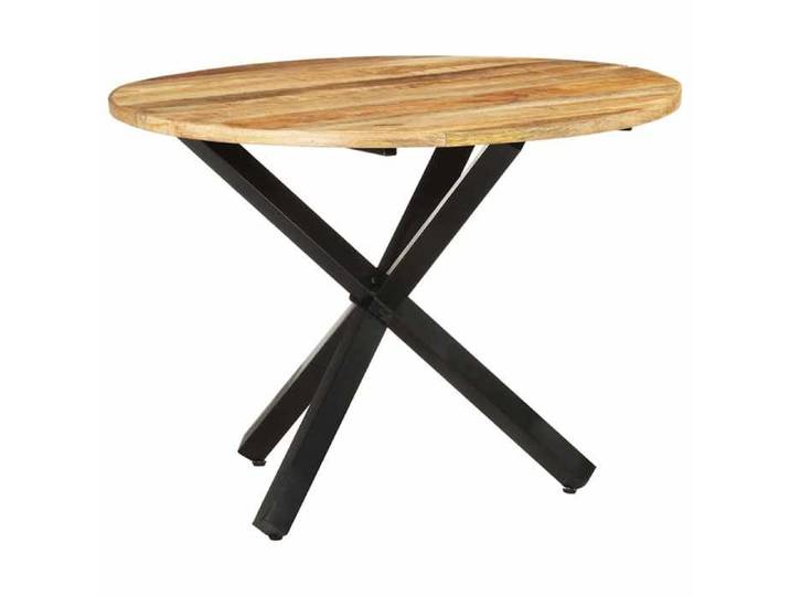 TABLE Marron - Table à dîner ronde 100x100x75 cm Bois de manguier brut(Vidaxl)_4073