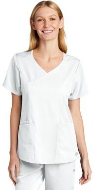 Wonderwink WW4268 Women's Premiere Flex Mock Wrap Top in White size Large   Triblend