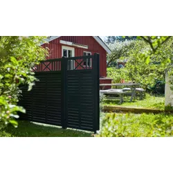 Sichtschutzzaun Einzeltor Nostalgi -  Tor aus Kiefern-/Fichtenholz – Sichtschutz Gartentür 100 x 180 cm – blickdichte Zauntür in der Farbe schwarz