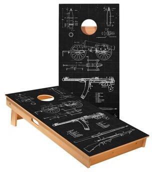 Skip's Garage Arms Drawings Cornhole Boards