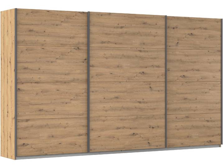 Schwebetürenschrank, 360x229 cm, Holzwerkstoff, Eiche Artisan, Durchdachte Innenausstattung, Klassisch, Rauch