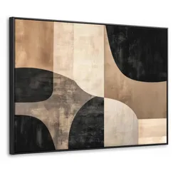 LEINWAND Bilder mit Rahmen - Abstrakt - Flugzeuge - Schwarz - Rund - 80x60