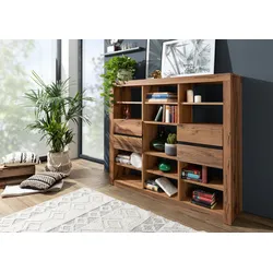 Massivholz Regal Wild-/Zerreiche 160x36x140 tabacco brown geölt Montreux #243