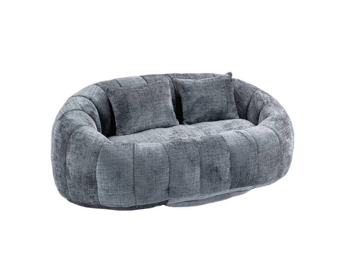 Wishdor Sitzsack Chenille Grau, Oval, 95x63x145 cm, Wohnzimmer, Sessel, Sitzsäcke, XXL Sitzsäcke