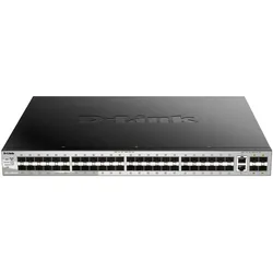D-Link 54-P.Fiber Gigabit Stack Switch Layer 2+ Gr Nms Gr Cpnt (54 Ports), Netzwerk Switch, Schwarz, Silber