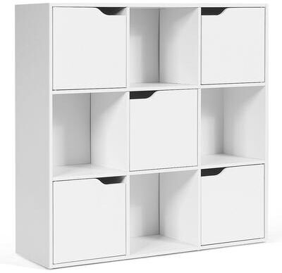 9-Cube Bookcase Toys Storage Bookshelf w/5 Doors & 4 Open Cubes