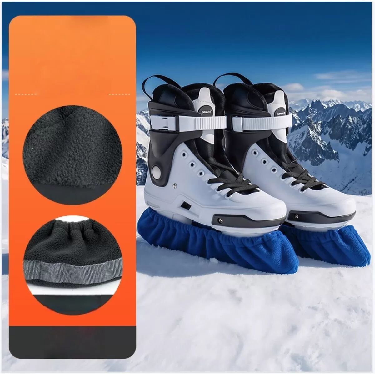 INF Protège-lames de patins à glace en polaire pour patins de vitesse - Protégez vos lames   Bleu