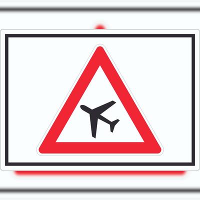 HB-Druck Aufkleber Achtung Flugbetrieb Symbol A6 (105x148mm)