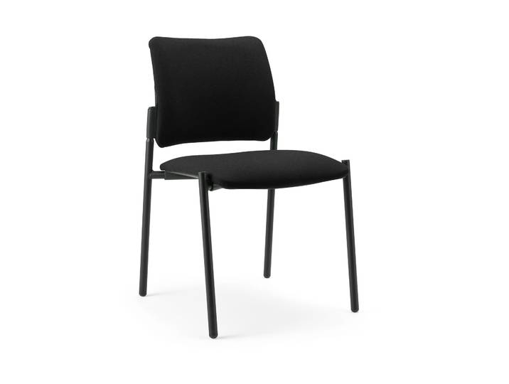 4-Fuss Stuhl Milani Maia Schwarz/Schwarz ohne Armlehnen, Neu – Perfekt für Büro und Empfang