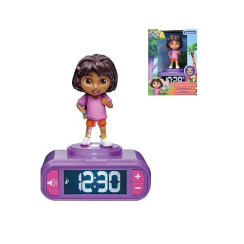 Lexibook Wekker en Nachtlicht Dora met Geluidseffecten, Violet, RL800DOR
