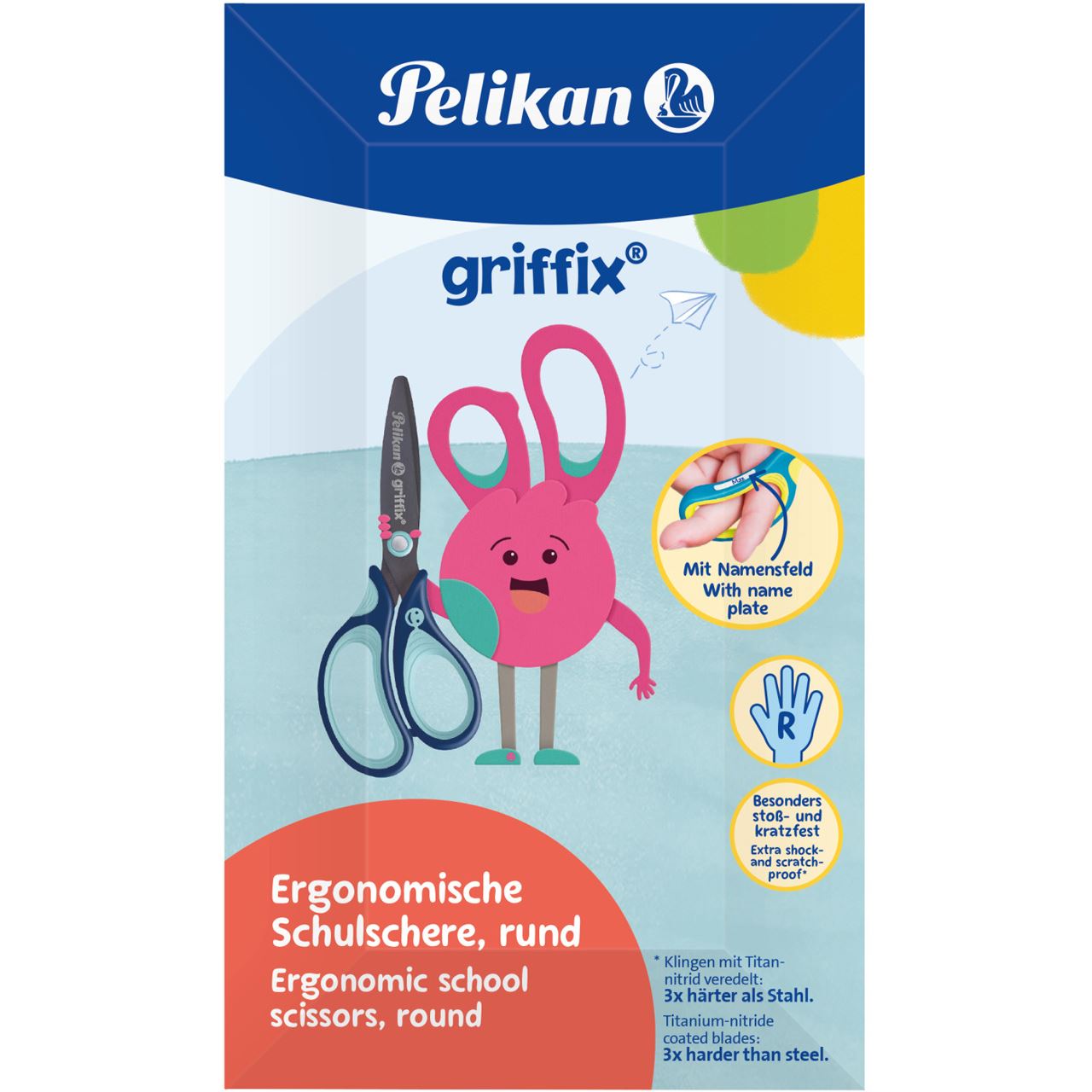 Pelikan griffix Schulschere Rechtshänder Rund 14cm Blau
