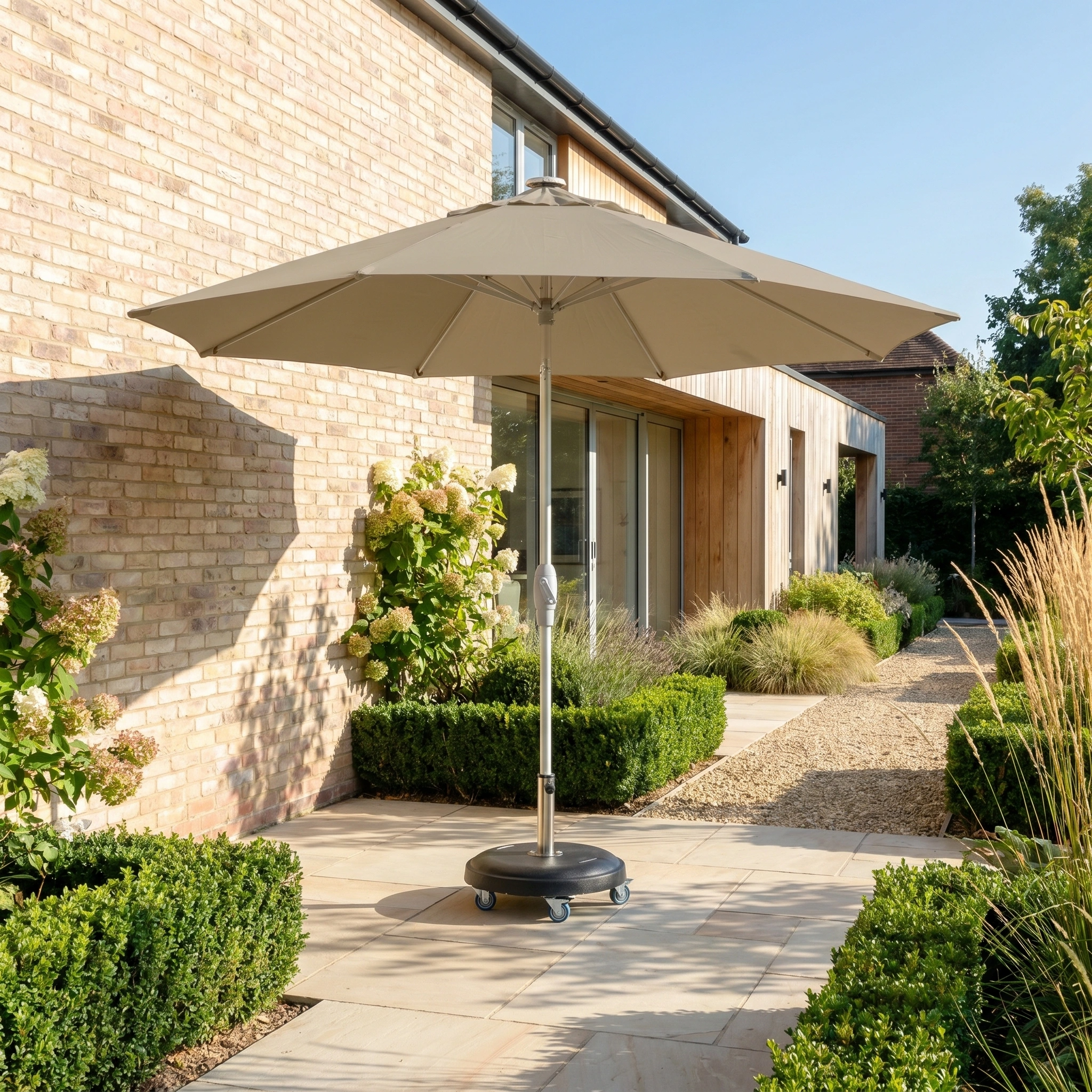 Harbour Lifestyle Zelos 3m Round Parasol with LED Lighting in Taupe