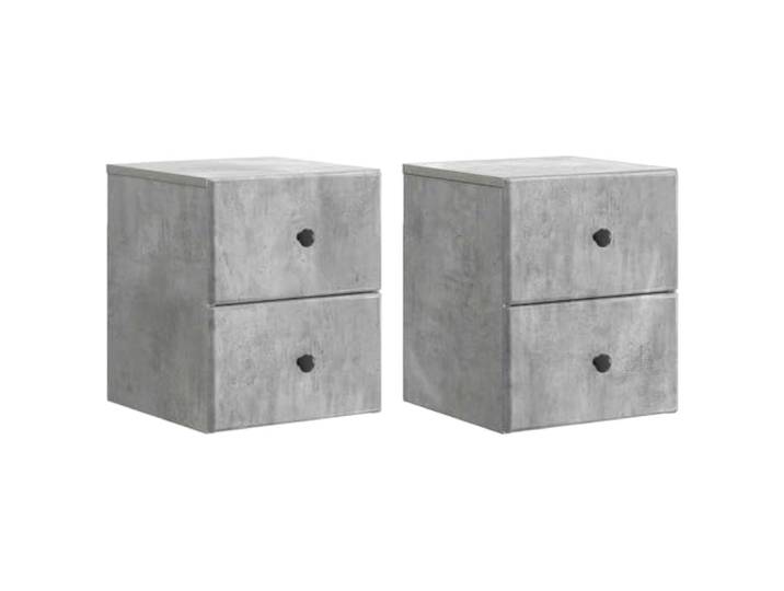 KUPTYERFG Wandnachttisch 2er Set Betongrau 34,5x33x40 cm Holzwerkstoff Schwebendes Design schafft Platz im Schlafzimmer: Kompakte Wandablage mit Fach und Schublade für optimale Ordnung.