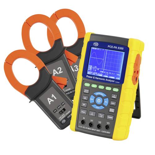 PCE Instruments Leistungsmessgerät PCE-PA 8300-1 bis 600V AC |3-Phasen Leistungs- & Netzstöranalysator |Datenspeicher