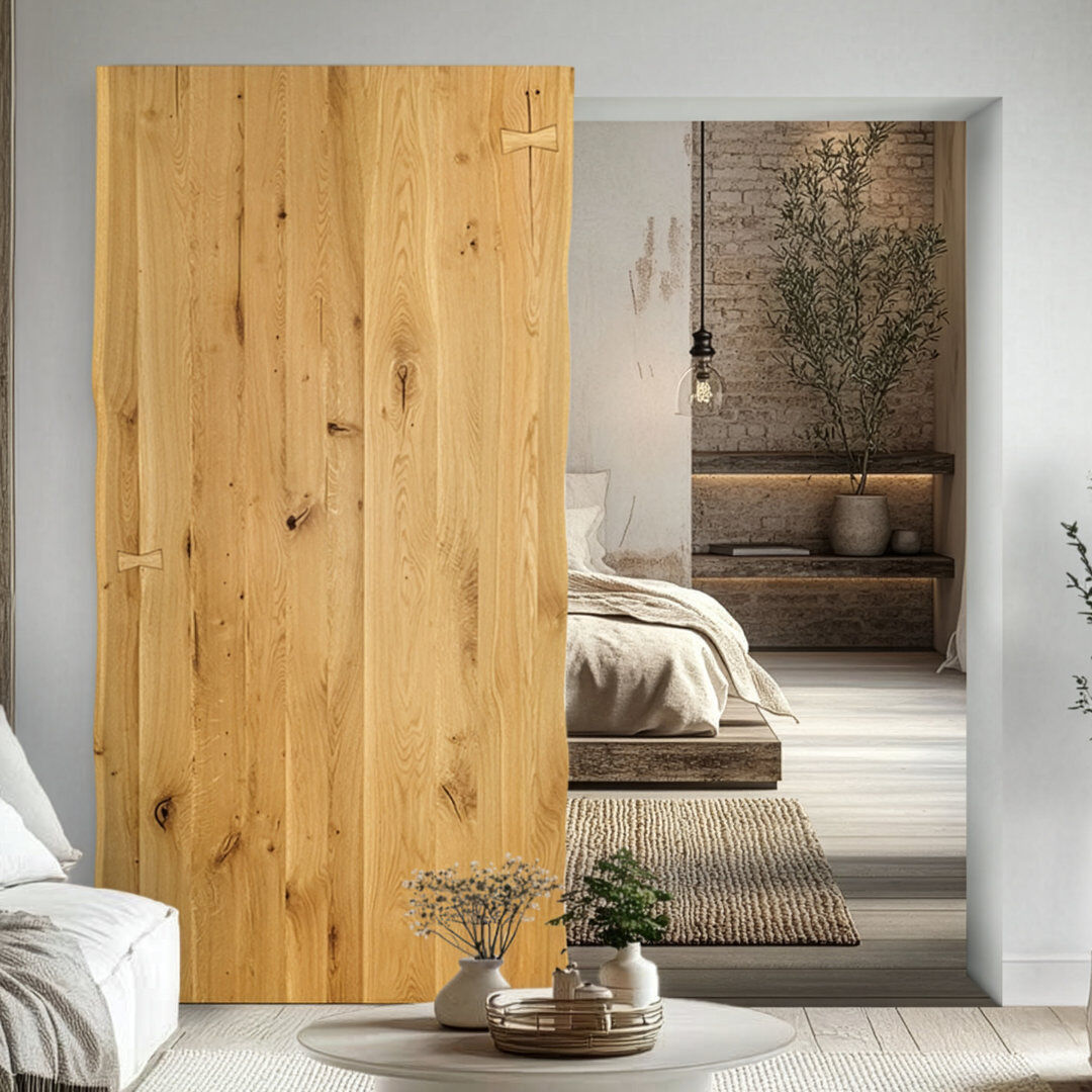 Seart Group Solid Oak Barn Door With Invisible Sliding Hardware Natural Oil 105cm W X 210cm H