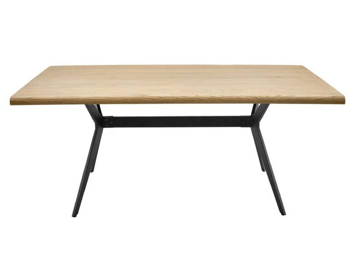 Esstisch 180 x 100 x 76 cm Holz Eiche Natur pulverbeschichtet Modern Braun/Schwarz