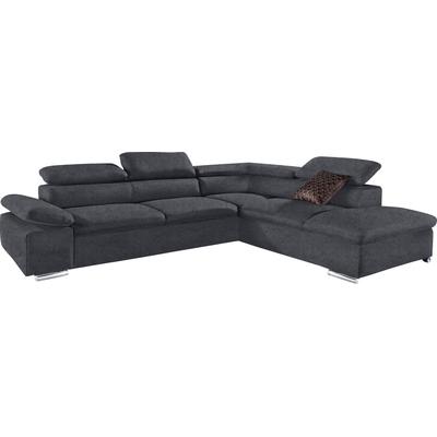 Ecksofa SIT & MORE "Alcudia L-Form, B: 272 cm, Arm- und Kopfteilverstellung, Eckcouch", grau (dunkelgrau), B:272cm H:73cm T:226cm, 100% Polyester, Sofas, Ecksofa, optional Schlaffunktion, Komfortsitz