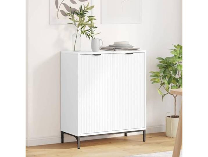 HEFZGDB Modernes Sideboard Weiß Holzwerkstoff minimalistisches Sideboard mit Metallfüßen praktisches für Wohnzimmer und Küche mit Stauraum für Esszimmer