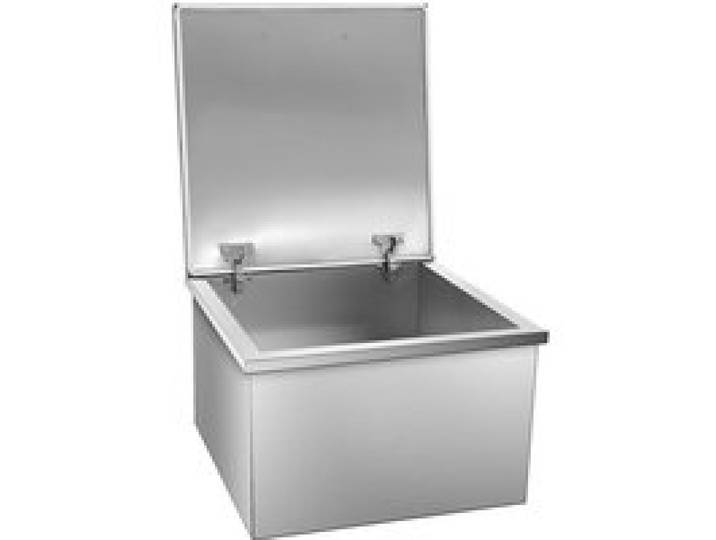 Congélateur coffre 33 L glacière encastrable en inox Bac à glace avec couvercle à charnière et bonde de vidange 50x50x33cm
