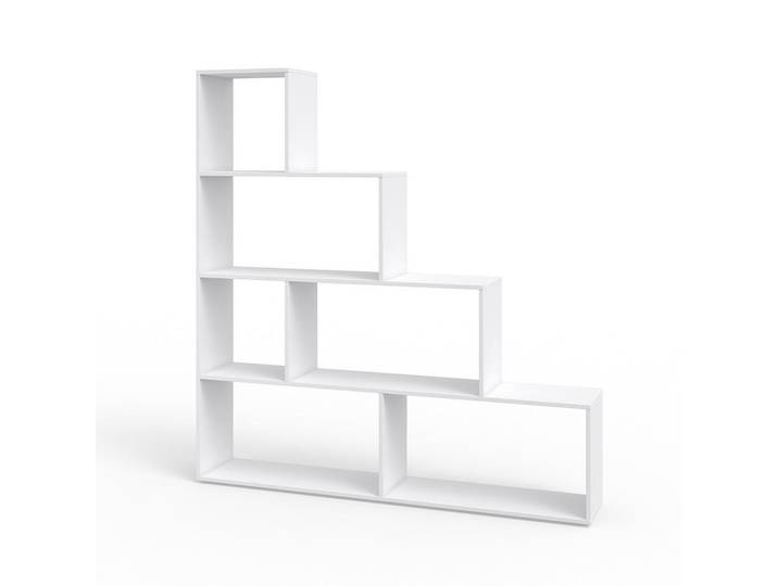 Vicco Treppenregal Weiß 163 x 155 cm, Rechteckig, 163x155x29 cm, Wohnzimmer, Raumteiler, Raumtrenner