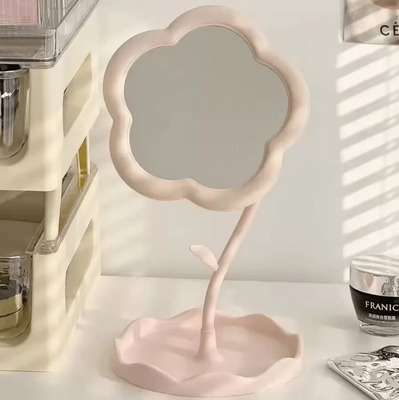 Inspire Curations Cute Flower Shaped Desktop Vanity Mirror 1pc pink