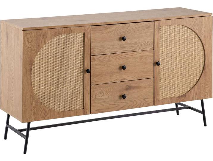 Commode 140x80x40 cm moderne\, haute commode avec 2 portes et 3 tiroirs\, buffet Wohnling