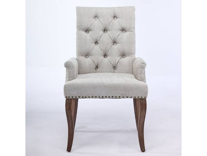 Upholstered Chenille Fabric Accent Dining Chair Pour salon Pour salle à manger Beige Pour chambre Curved Solid Wood Legs