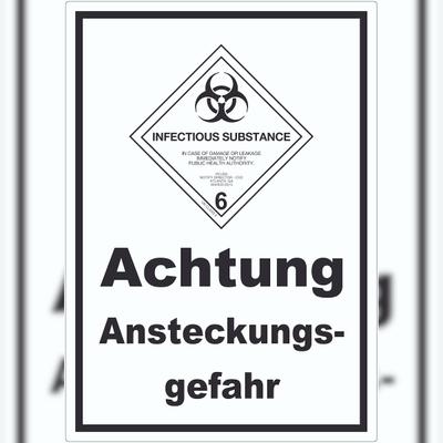 HB-Druck Aufkleber Ansteckungsgefahr Infectious Substance A6 (105x148mm)