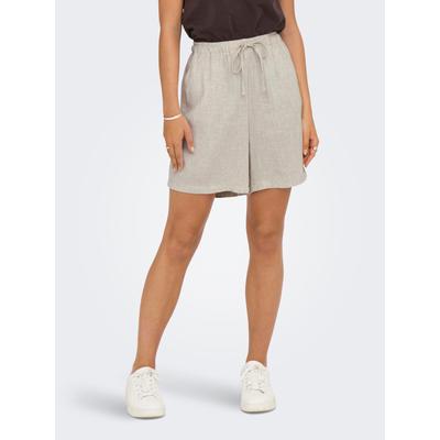 Shorts ONLY "ONLSIESTA MW PULL-UP LIN BL SHORTS NOOS", Damen, Gr. S (36), N-Gr, gelb (moonbeam), Jersey, Obermaterial: 80% Viskose, 20% Leinen, unifarben, loose fit kniefrei, Hosen Shorts, loose fit, Jersey, Viskosemischung, elastischer Bund, unifarben