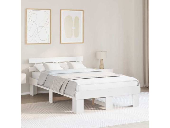 Cadre de lit avec tête de lit Blanc 120x190 cm Pin massif - Cadre durable - design élégant(15272)