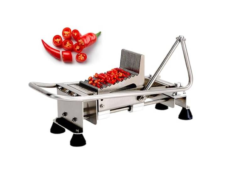 GESAIDES Manuelle Paprika-Zerkleinerer-Maschine,Kommerzieller Paprika-Zerkleinerer,Spezielles Chili-Schneidewerkzeug für den Haushalt,Manueller Frühlingszwiebel-Schneider,5-mm-Gemüseschneidemaschine