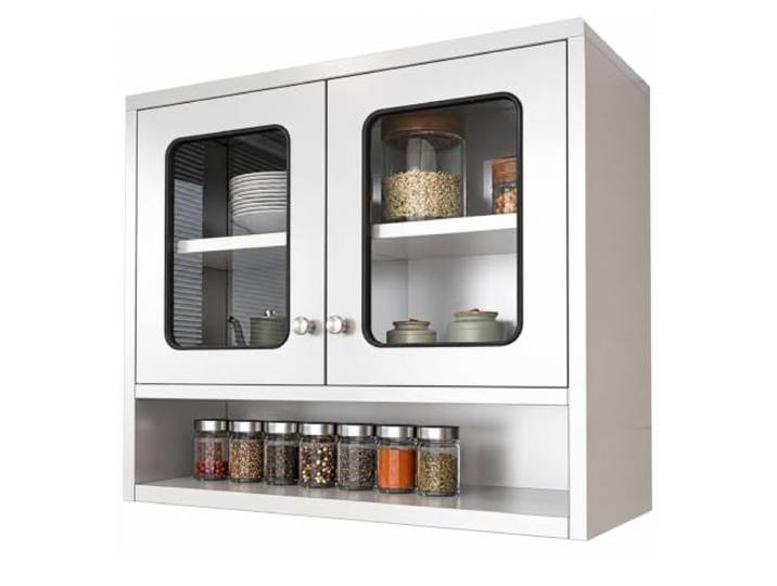 Yqyc Wandschrank Aus Edelstahl mit Doppeltür und Verstellbaren Einlegeböden Küchen-Wandschrank / Aufbewahrungsschrank, Tragfähigkeit pro Ebene 50 kg, für Küche und Bad(80x30x70cm/32x12x28in)