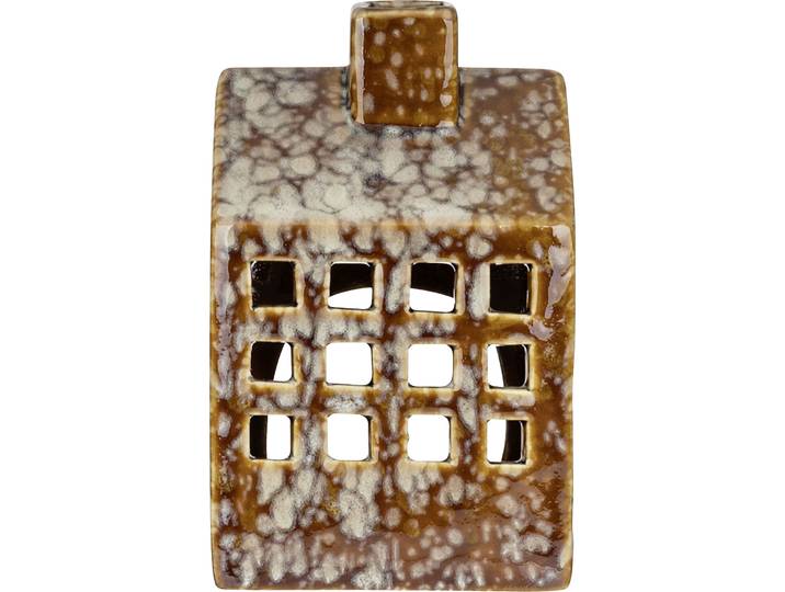 Teelichthalter Natural & Feminine Glamour braun Keramik B 8 cm H 12.5 cm