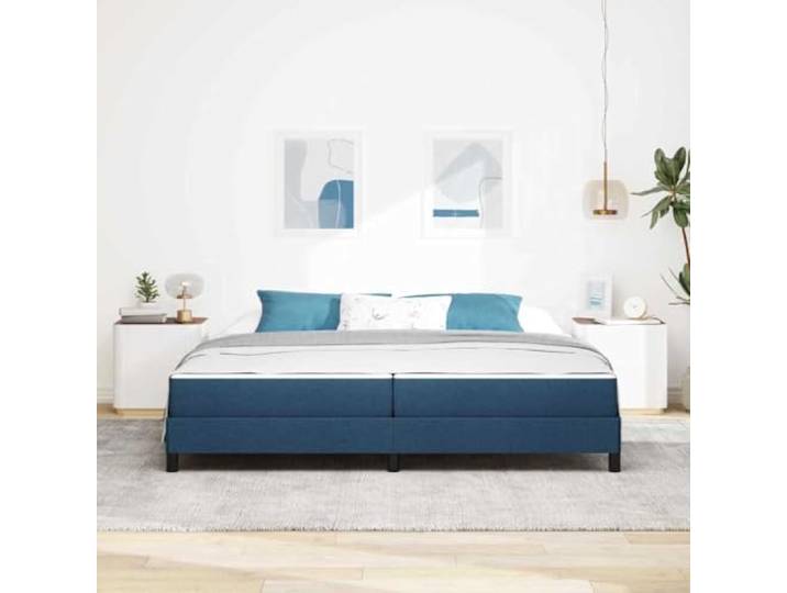 KTHLBRH Boxspringbett mit Matratze blau 200 x 200 cm Stoff Mit Lattenrost, Struktur aus Holz, Kapazität 280 kg, für ein modernes Zimmer