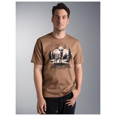 T-Shirt TRIGEMA "TRIGEMA T-Shirt mit abenteuerlichen Hirsch Motiv", Herren, Gr. 4XL, haselnuss, Single Jersey, 100% Baumwolle, Basic, Rundhals, Shirts T-Shirt