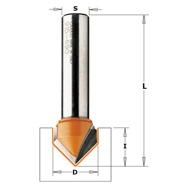 CMT 915.160.11 16 mm V-Nut-Fräser 90°-Schaft 8 mm (915.160.11)