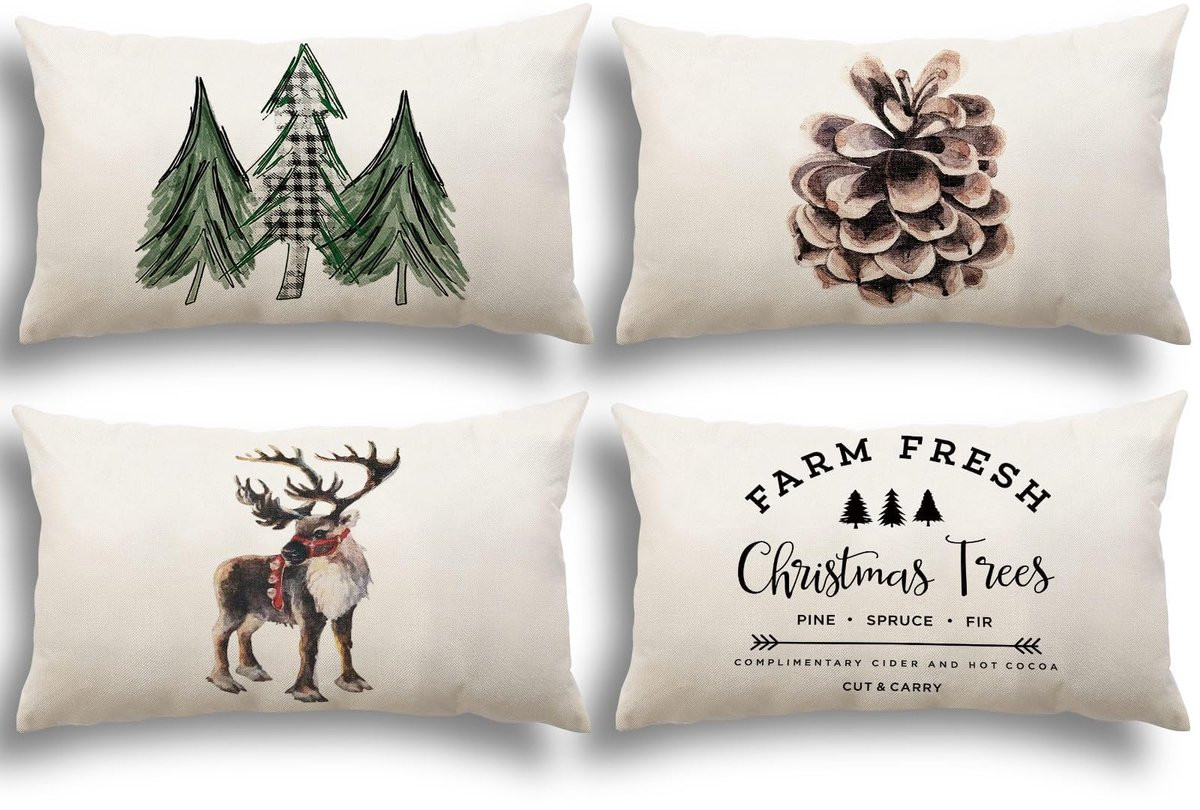 ShopVlot Kussenhoezen 4-Pack Kerstdecoratie 40x60 cm