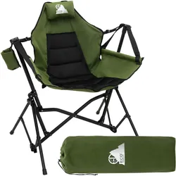 CAMPINGSTUHL faltbar Khaki mit Stahlgestell 82x105x107 cm