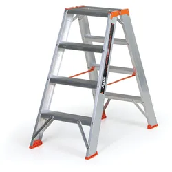 Podestleiter beidseitig aus Aluminium ALVE PREMIUM, 2x4 Stufen, Höhe 0,85 m