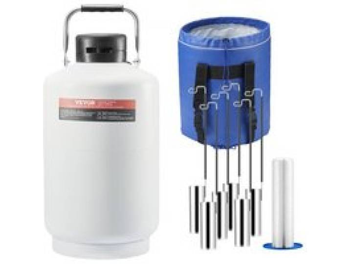 VEVOR Flüssigstickstofftank, 10 l Flüssigstickstoffbehälter aus Aluminiumlegierung, LN2-Tank-Dewar mit 6 Kanistern und Tragetasche mit Riemen, Kryogener Tank für die Schönheitsindustrie, Samenkonservierung, wissenschaftlich
