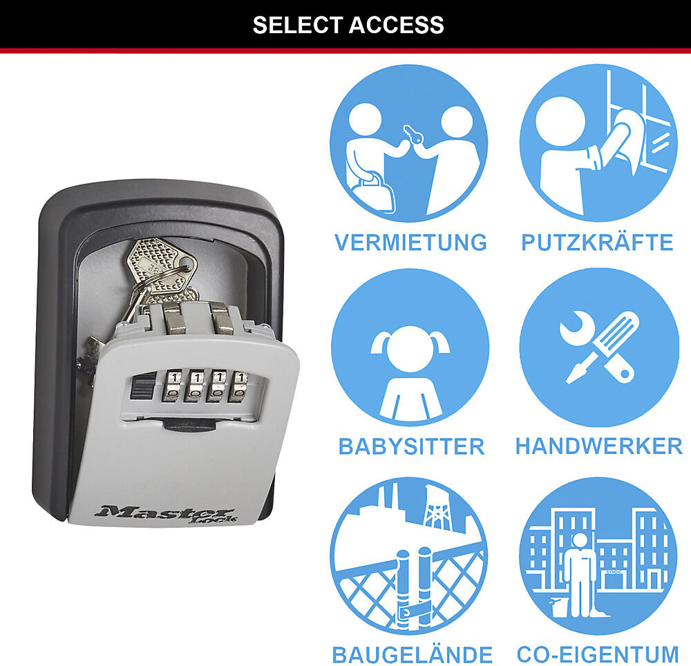 kaiserkraft Schlüsselbox Select Access, groß, Metall, VE 4 Stk, grau